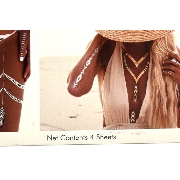 Flash Tattoos Lunar Love Authentic Metallic Temporary Tattoos 4 Sheet Pack - Picture 7 of 12